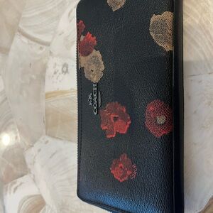 Coach floral Black and Red Wallet